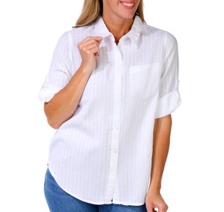 Thumbnail 1: Dash Women's 3/4 Sleeve Stripe Button Down Top 