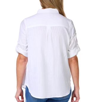 Thumbnail 2: Dash Women's 3/4 Sleeve Stripe Button Down Top 