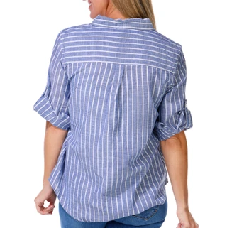 Thumbnail 3: Dash Women's 3/4 Sleeve Stripe Button Down Top 