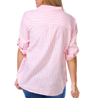 Thumbnail 3: Dash Women's 3/4 Sleeve Stripe Button Down Top 