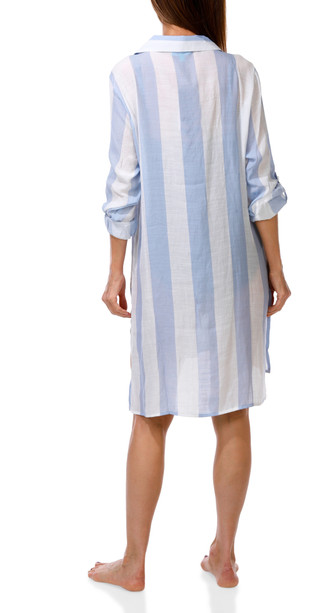 Thumbnail 4: SHORE LIFE Women's Stripe Print Button Down Swim Coverup  
