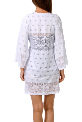 Thumbnail 2: SHORE LIFE Women's Laser Cut Open Front Swim Coverup 