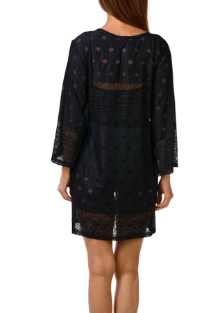 Thumbnail 2: SHORE LIFE Women's Laser Cut Open Front Swim Coverup 