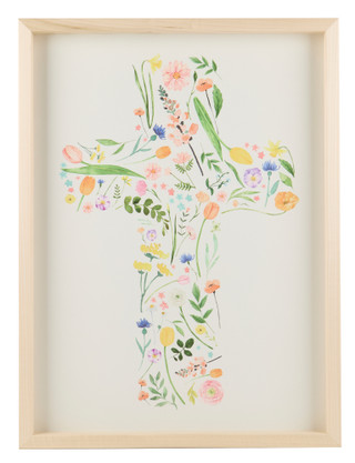 Thumbnail 1: SINCERE SURROUNDINGS 18x24 Easter Floral Cross Wall Art 