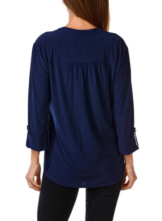 Thumbnail 2: Ava & Grace Women's Solid Pleated Top  