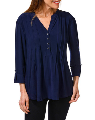 Thumbnail 1: Ava & Grace Women's Solid Pleated Top  