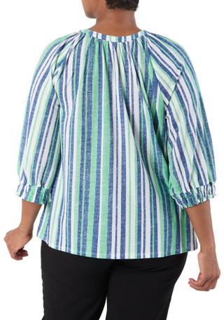 Thumbnail 2: Joie De Vivre Women's Plus Stripe Print Top  
