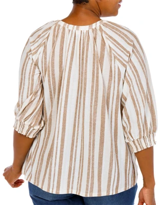Thumbnail 2: Joie De Vivre Women's Plus Stripe Print Top  
