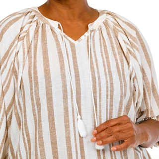 Thumbnail 3: Joie De Vivre Women's Plus Stripe Print Top  