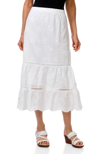 Thumbnail 2: Liv Women's Embroidered Lace Midi Skirt  