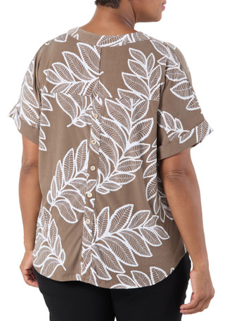 Thumbnail 2: SJS Women's Plus Palm Leaf Print Top  