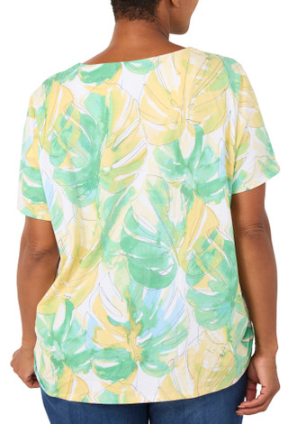 Thumbnail 2: Alfred Dunner Plus Short Sleeve Floral Stud Neck Top 