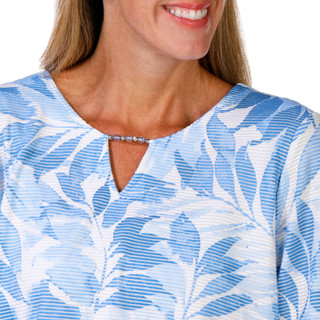 Thumbnail 2: Alfred Dunner Womens 3Q Sleeve Monotone Leaves Top 