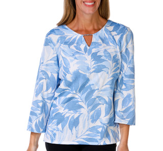 Thumbnail 1: Alfred Dunner Womens 3Q Sleeve Monotone Leaves Top 