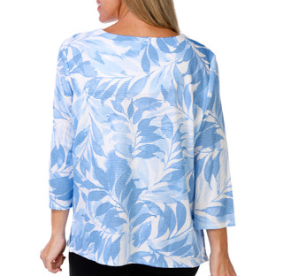 Thumbnail 3: Alfred Dunner Womens 3Q Sleeve Monotone Leaves Top 