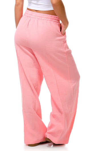 Thumbnail 4: No Comment Junior's Gauze Wide Leg Pants 
