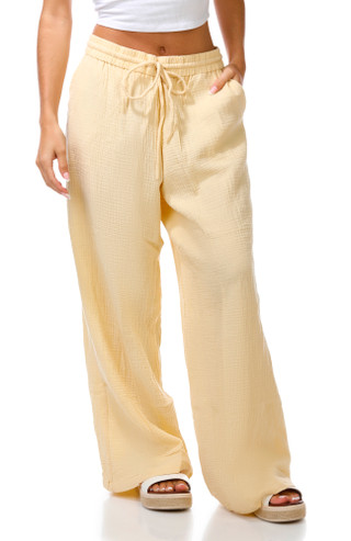 Thumbnail 1: No Comment Junior's Gauze Wide Leg Pants 