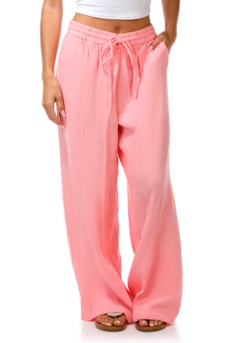 Thumbnail 2: No Comment Junior's Gauze Wide Leg Pants 