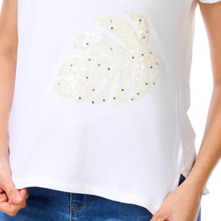 Thumbnail 3: Onque Womens Short Sleeve Sequin Embroidered Top 