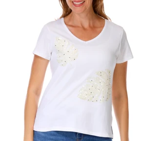 Thumbnail 1: Onque Womens Short Sleeve Sequin Embroidered Top 