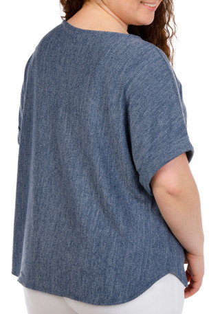 Thumbnail 3: MAX STUDIO Plus Short Sleeve Crinkle Jersey Top 