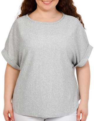 Thumbnail 2: MAX STUDIO Plus Short Sleeve Crinkle Jersey Top 