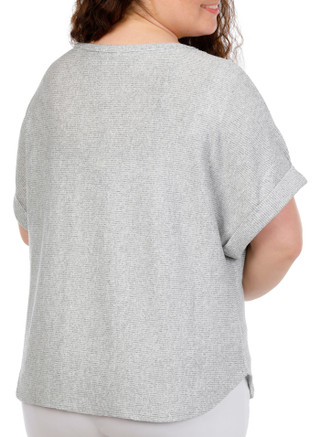 Thumbnail 3: MAX STUDIO Plus Short Sleeve Crinkle Jersey Top 