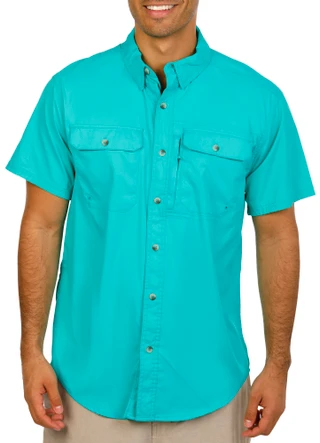Thumbnail 1: REEL LEGENDS Men's Water Solid Woven Button Down Shirt 