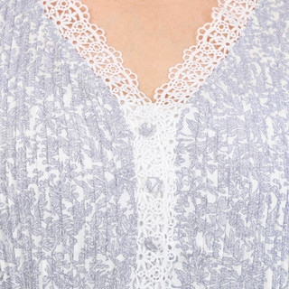 Thumbnail 2: Chelsea & Theodore Plus 3/4 Sleeve Lace Trim V Neck Henley Top 