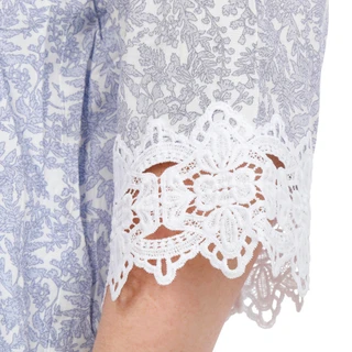Thumbnail 3: Chelsea & Theodore Plus 3/4 Sleeve Lace Trim V Neck Henley Top 