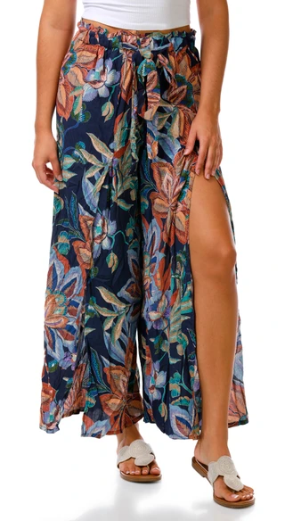 Thumbnail 1: Angie Junior's Wide Leg Paisley Panel Pants 