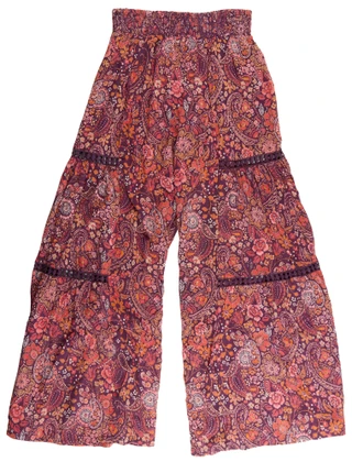 Thumbnail 2: Angie Junior's Wide Leg Paisley Panel Pants 