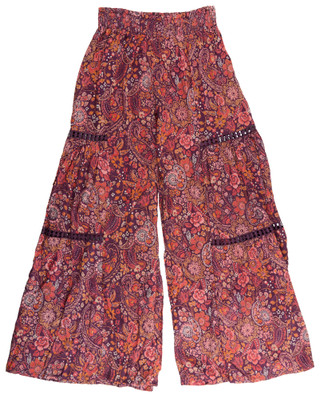 Thumbnail 1: Angie Junior's Wide Leg Paisley Panel Pants 