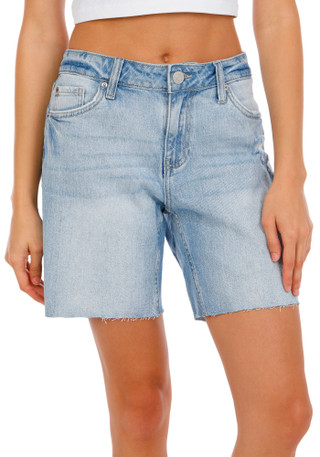 Thumbnail 1: YMI Junior's Raw Hem Denim Shorts 