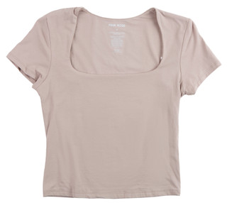 Thumbnail 1: Pink Rose Junior's Short Sleeve Square Neck Tee 