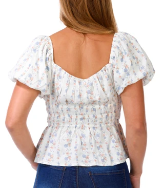 Thumbnail 2: Trixxi Juniors Puff Sleeve Peplum Top 