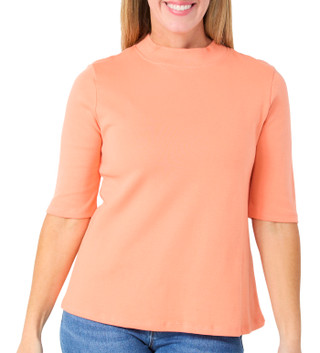 Thumbnail 1: Isaac Mizrahi Women's Short Sleeve Mock Neck Top 