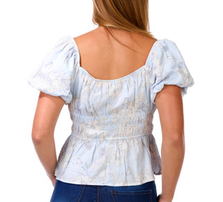 Thumbnail 2: Trixxi Juniors Puff Sleeve Peplum Top 
