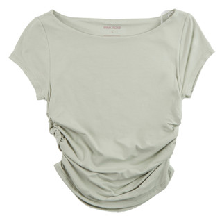Thumbnail 1: Pink Rose Junior's Short Sleeve Side Ruched Tee 