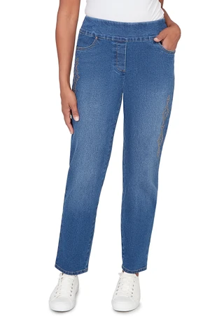 Thumbnail 1: Alfred Dunner Womens Heat Set Denim Pants 