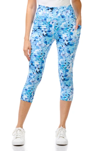 Thumbnail 1: RBX Women's Active Floral Watercolor Capris Leggings 