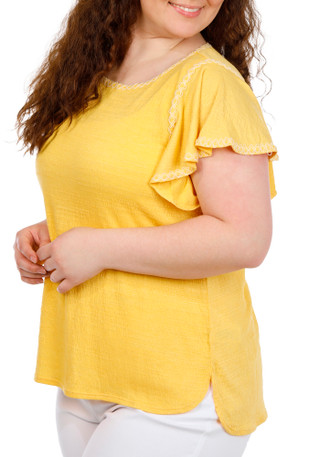 Thumbnail 2: MAX STUDIO Plus Short Sleeve Crinkle Jersey Top 