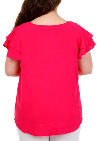 Thumbnail 3: Adrianna Papell Women's Short Flutter Sleeve V Neck Top 