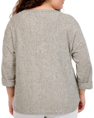 Thumbnail 2: MAX STUDIO Plus 3/4 Sleeve Ribbed Knit Crew Top 