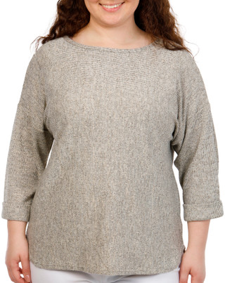 Thumbnail 1: MAX STUDIO Plus 3/4 Sleeve Ribbed Knit Crew Top 