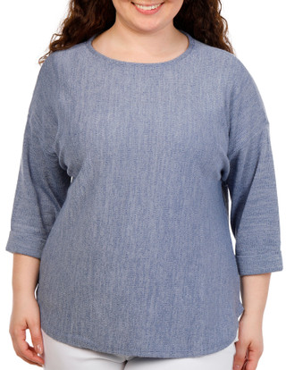 Thumbnail 1: MAX STUDIO Plus 3/4 Sleeve Ribbed Knit Crew Top 