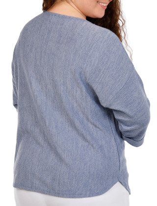 Thumbnail 3: MAX STUDIO Plus 3/4 Sleeve Ribbed Knit Crew Top 