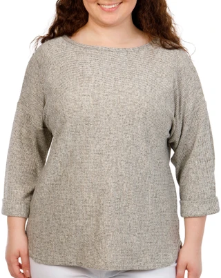 Thumbnail 1: MAX STUDIO Women's Plus 3/4 Sleeve Ribbed Knit Crew Top 