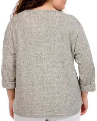 Thumbnail 2: MAX STUDIO Women's Plus 3/4 Sleeve Ribbed Knit Crew Top 