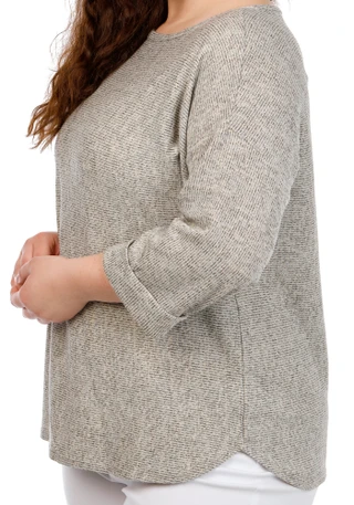 Thumbnail 3: MAX STUDIO Women's Plus 3/4 Sleeve Ribbed Knit Crew Top 